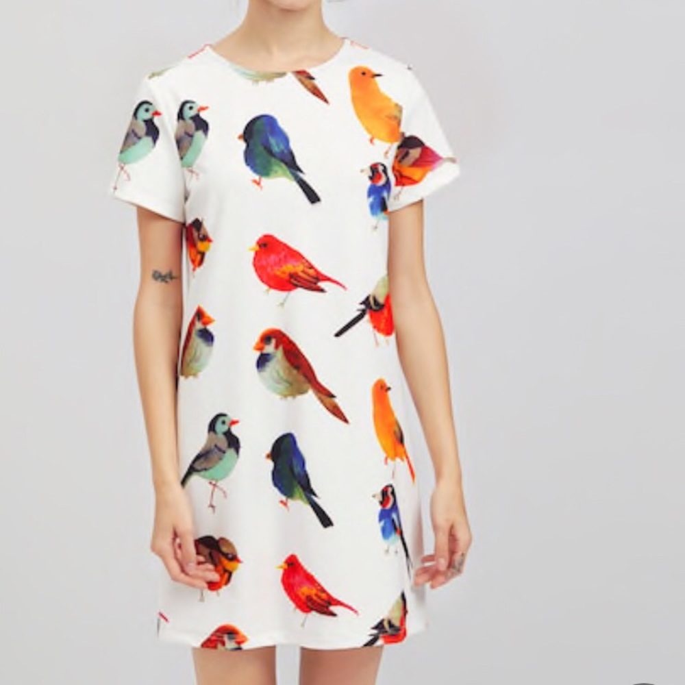 NWOT SHEIN All Over Bird Print Dress